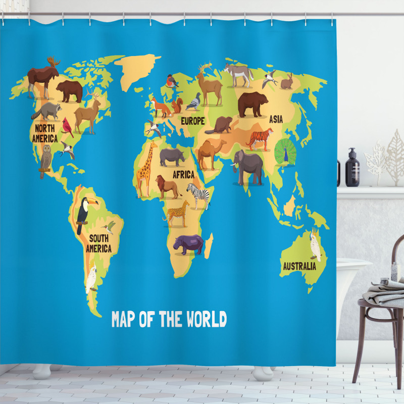Flat Map of World Shower Curtain