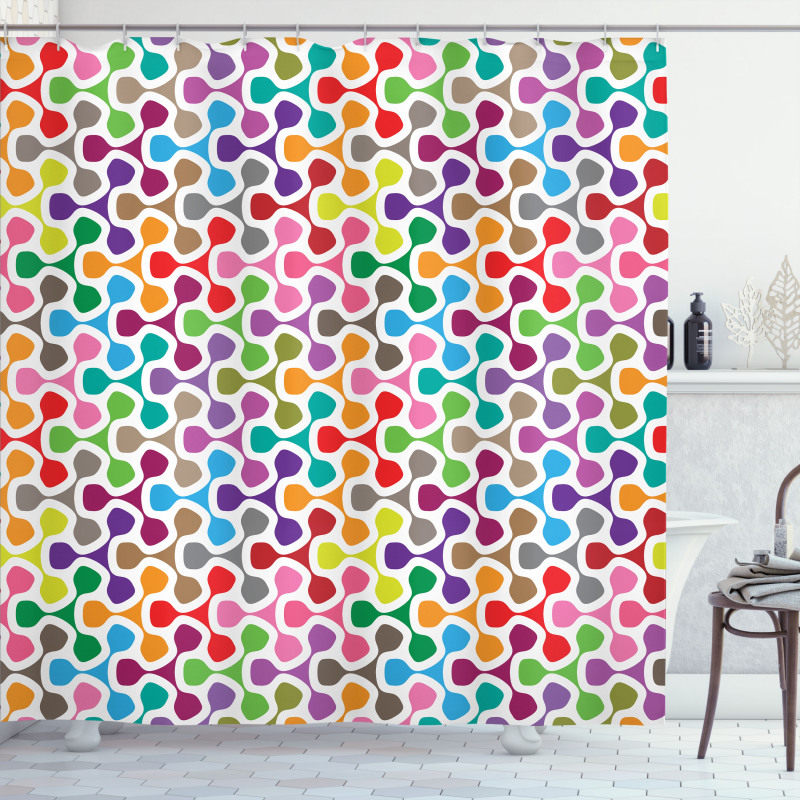 Colorful Curve Pattern Shower Curtain
