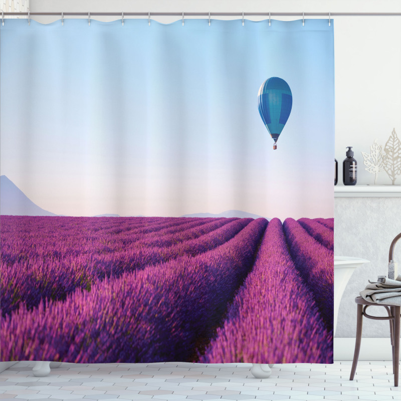 Lavender Field Balloon Shower Curtain