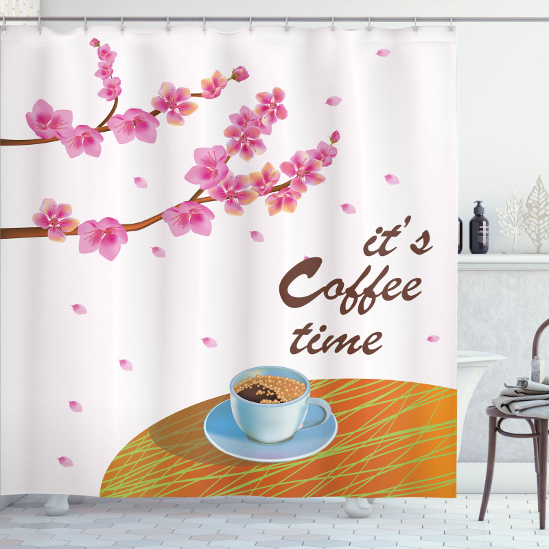 Cherry Blossom and Cup Shower Curtain