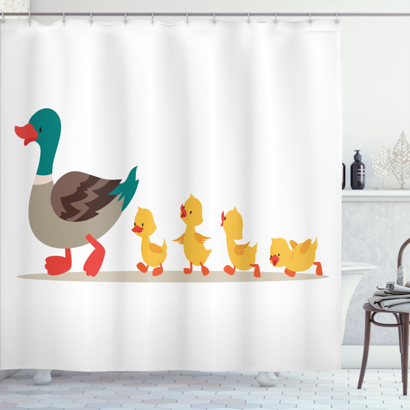 Mother Duck Babies Row Shower Curtain