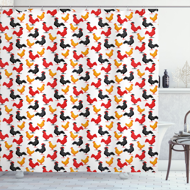 Farm Animal Bird Pattern Shower Curtain