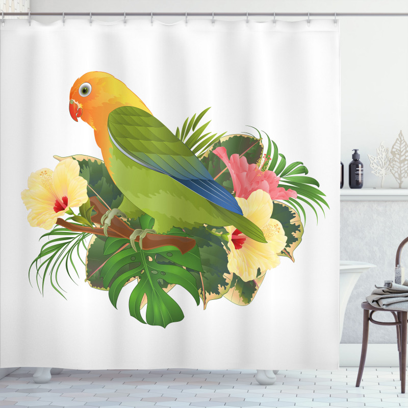 Exotic Agapornis Parrot Shower Curtain