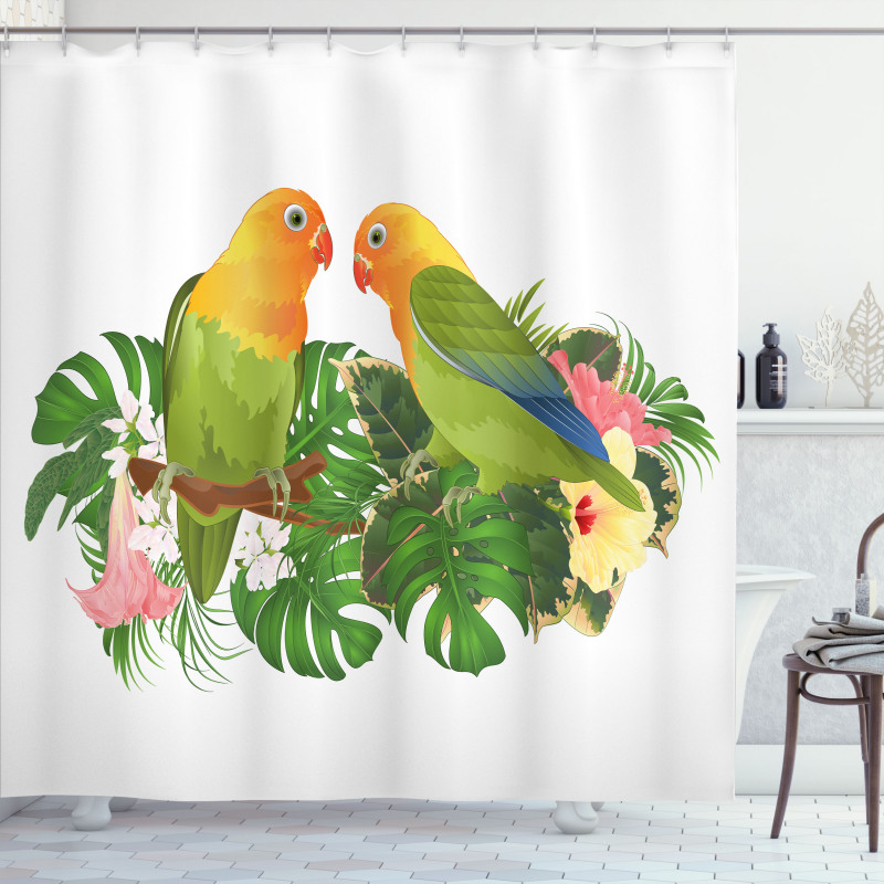 Parrot Botanical Branch Shower Curtain