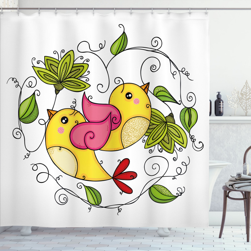 Love Avian Floral Art Shower Curtain