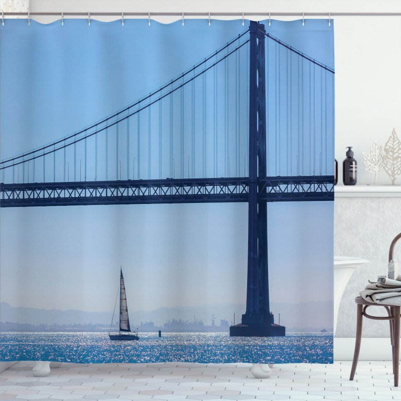 Sailboat from Pier 7 Shower Curtain
