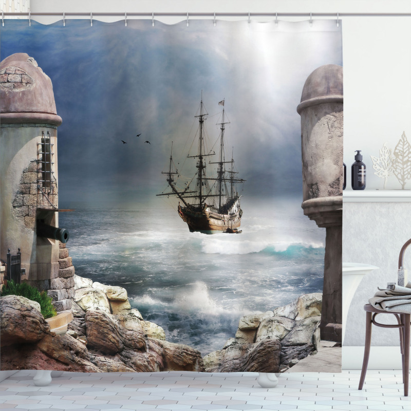 Pirate Merchant Ship Shower Curtain
