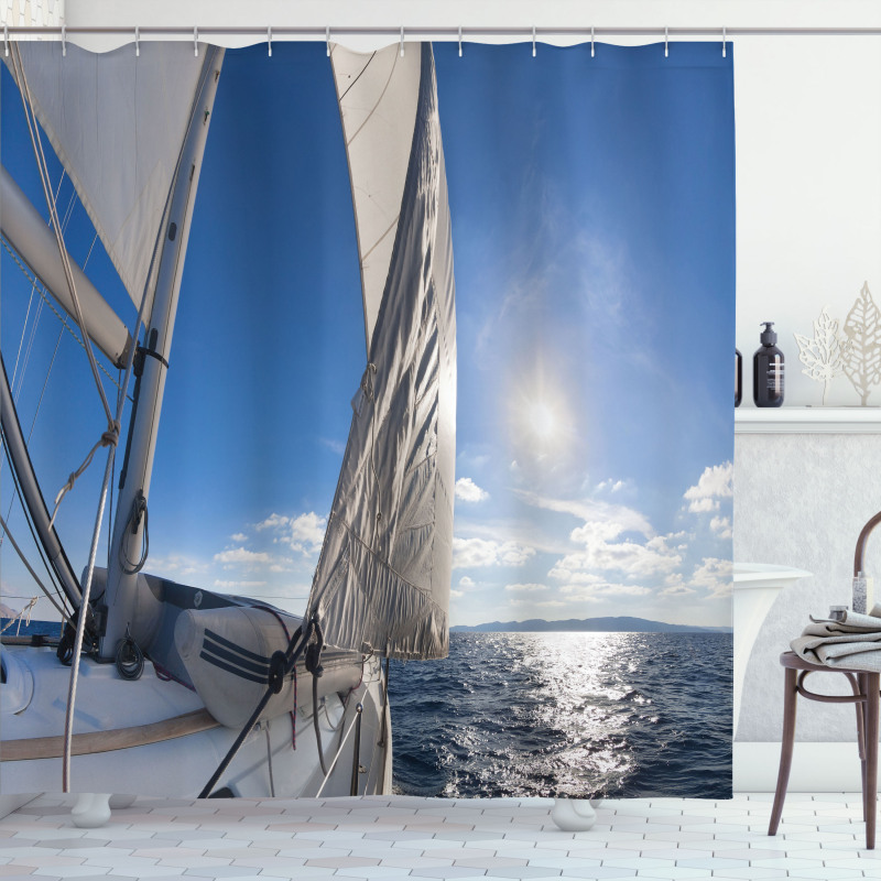 Sailing Boat in Sea Shower Curtain