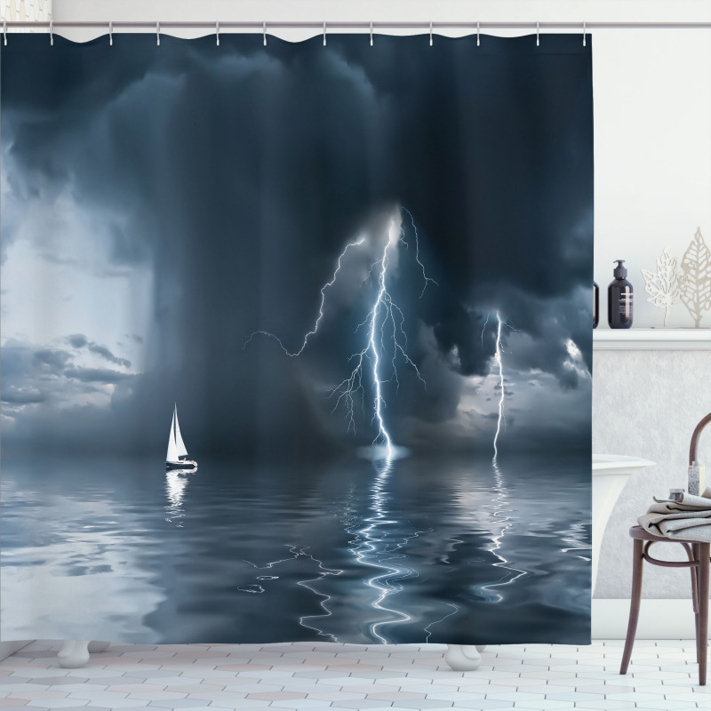 Yacht at the Ocean Shower Curtain