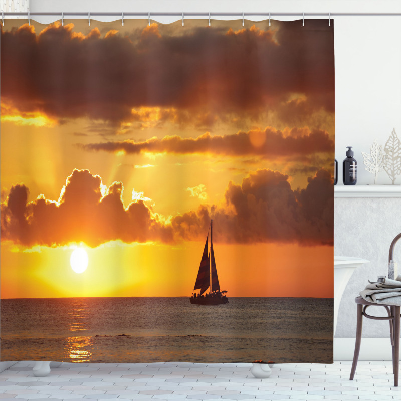 Ocean Boat Freedom Theme Shower Curtain