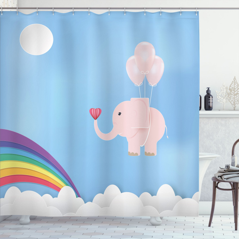 Elephant Rainbow Sky Shower Curtain