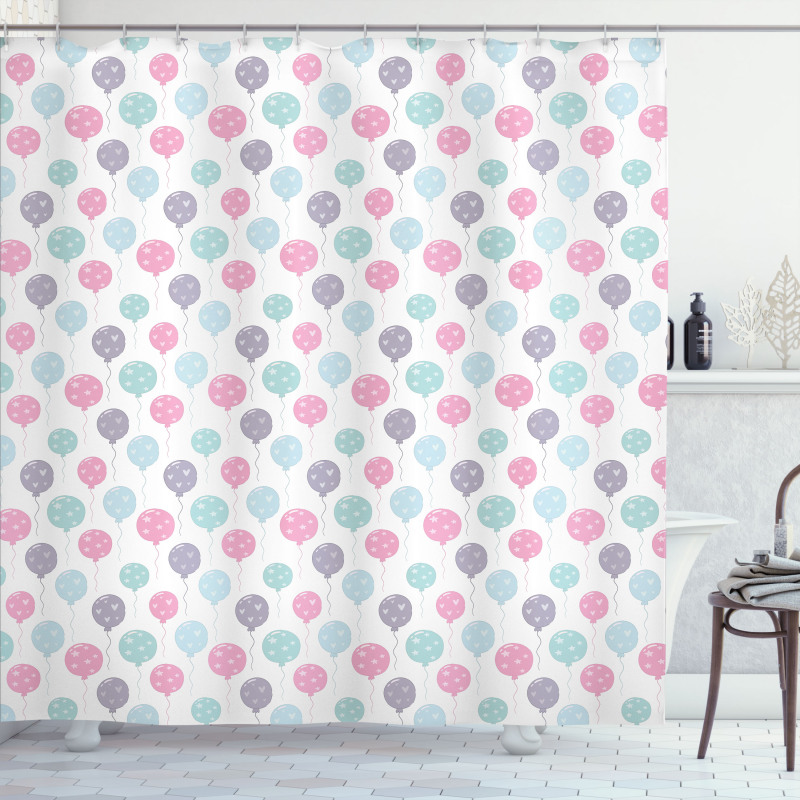 Balloons with Hearts Shower Curtain