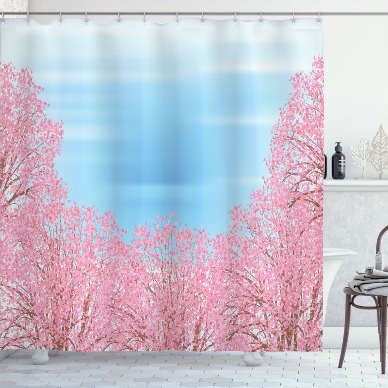 Pinkish Blossom Trees Shower Curtain