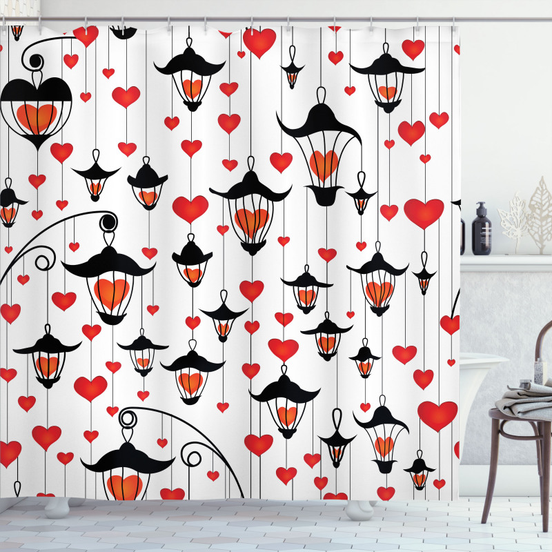 Lanterns and Hearts Shower Curtain