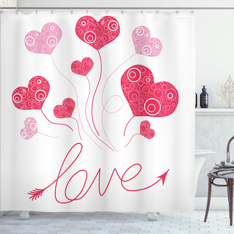 Love Heart Balloons Shower Curtain