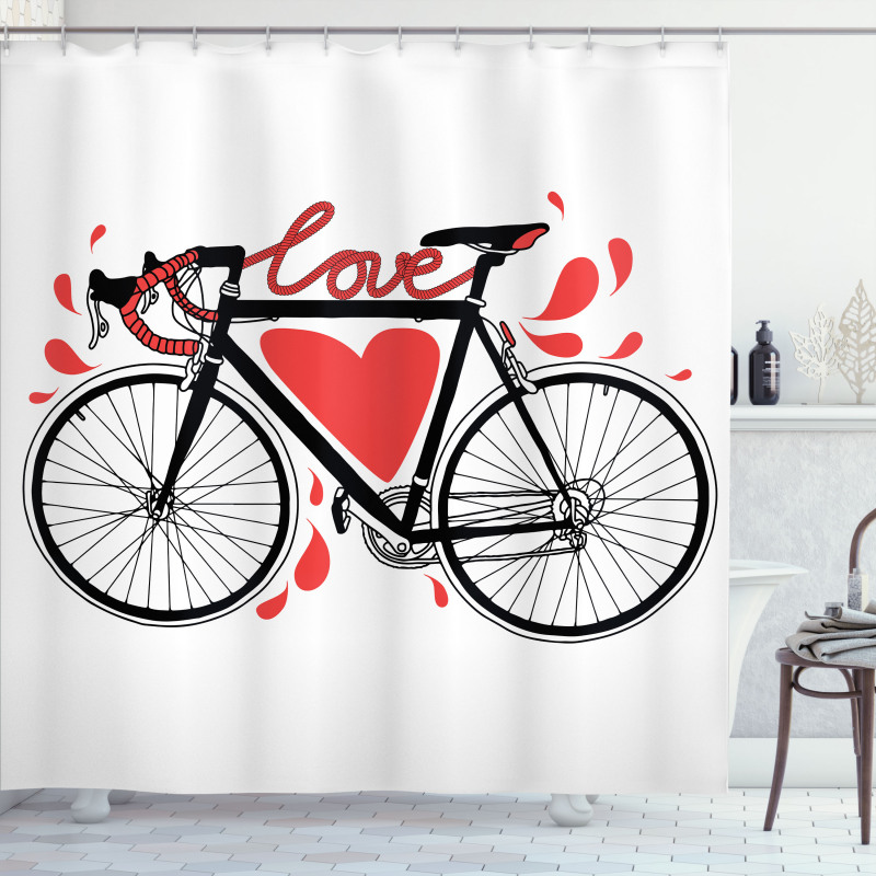 Love Heart and Drops Shower Curtain