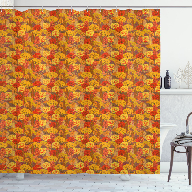 Warm Tones Fall Forest Shower Curtain