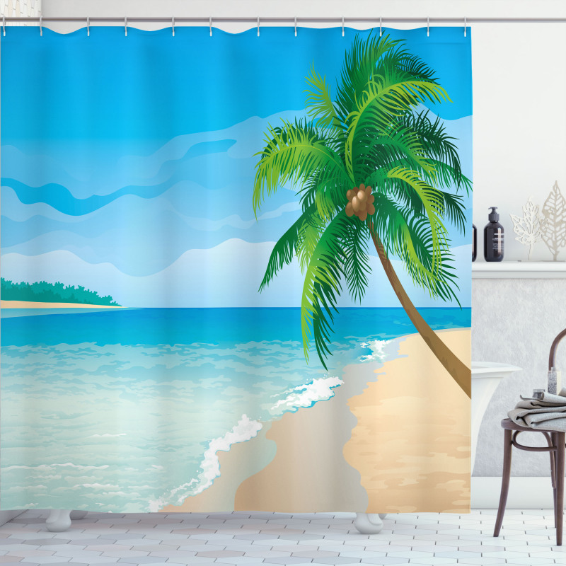 Palm Tree Calm Ocean Shower Curtain