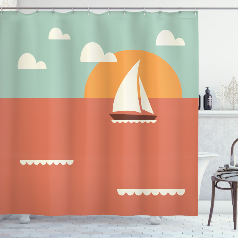 Sailboat Dawning Sun Shower Curtain