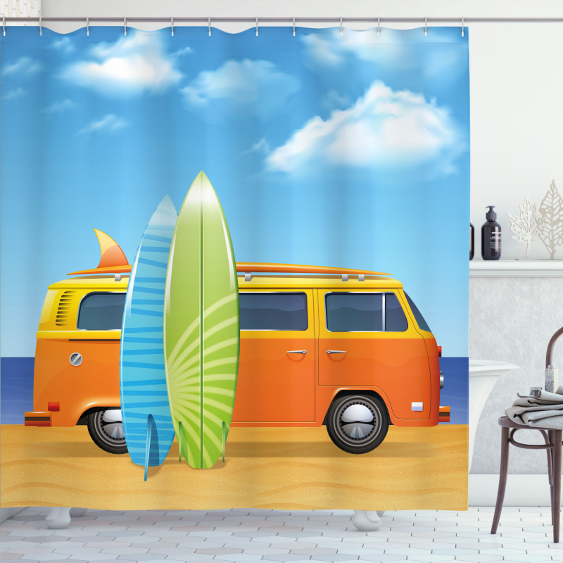 Happy Camper Van Surf Shower Curtain