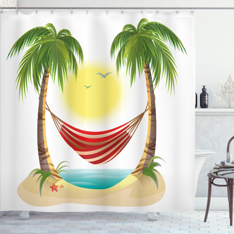 Hammock Between Palms Shower Curtain