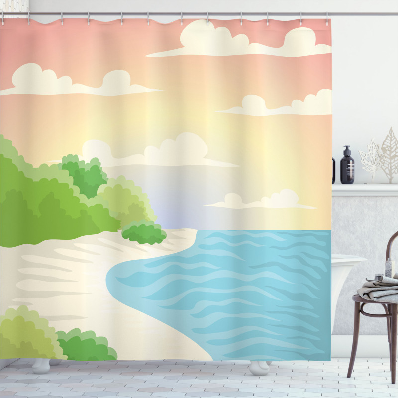 Ocean Bay Tree Sky Shower Curtain