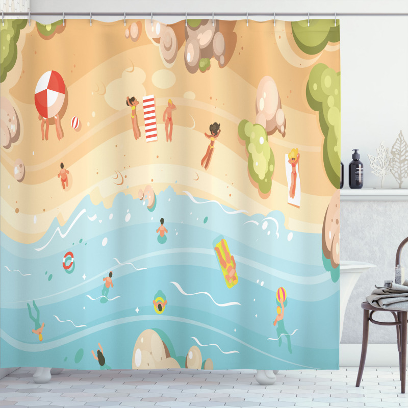 Cartoon Coast Fun Shower Curtain