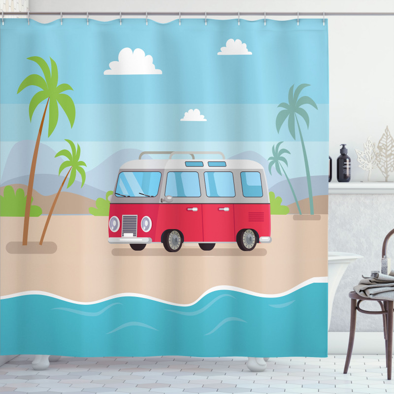 Happy Camper Van Bay Shower Curtain