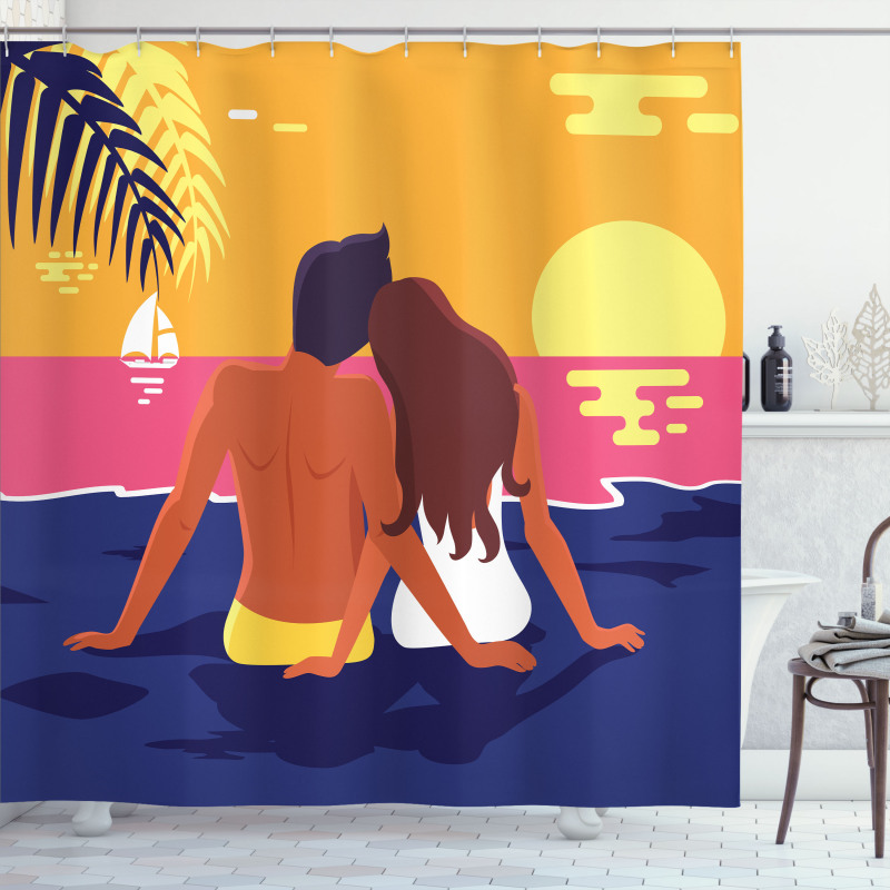 Romantic Couple Coast Shower Curtain