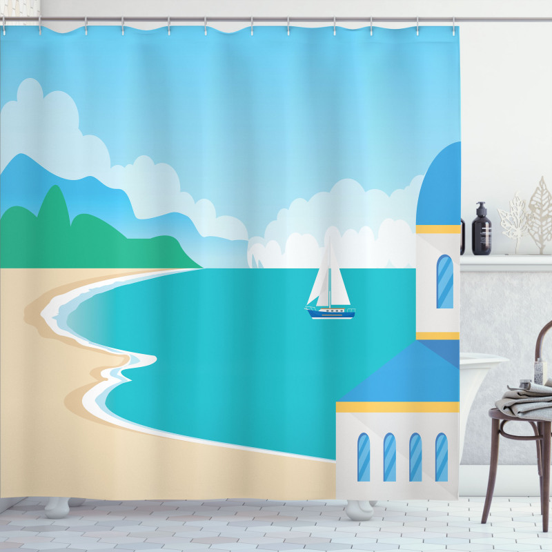 Calm Seascape Cartoon Shower Curtain