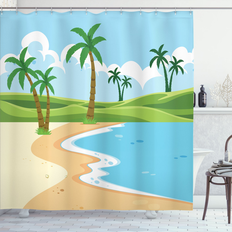 Coast with Grass Palm Shower Curtain