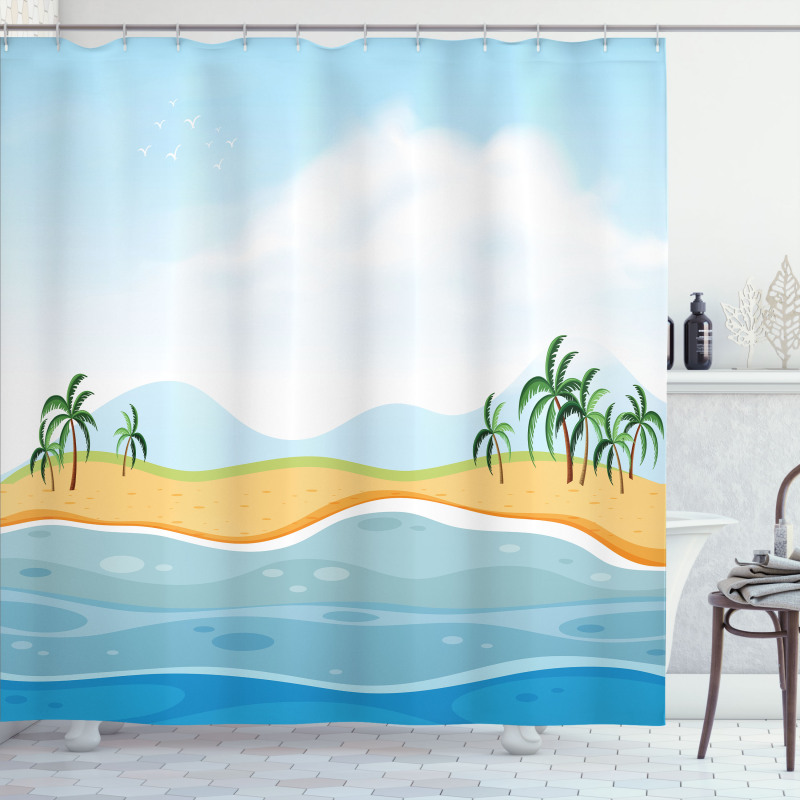 Ocean Palms Panorama Shower Curtain