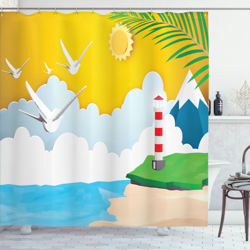 Marine Paper Cut Art Shower Curtain