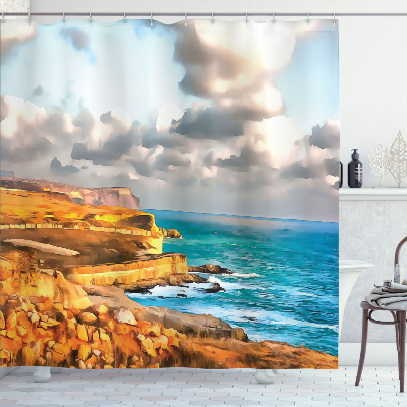 Digital Painting Sea Shower Curtain