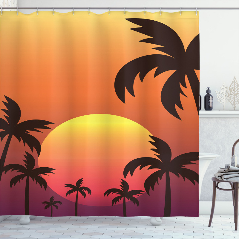 Sunset with Palms Art Shower Curtain