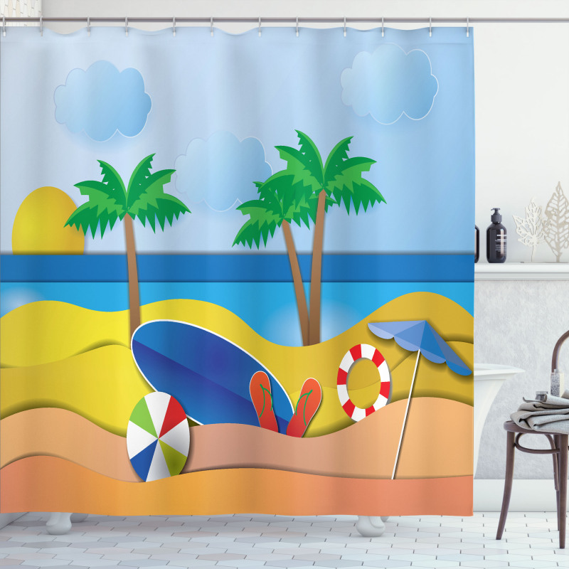 Paper Cut Art Seaside Shower Curtain