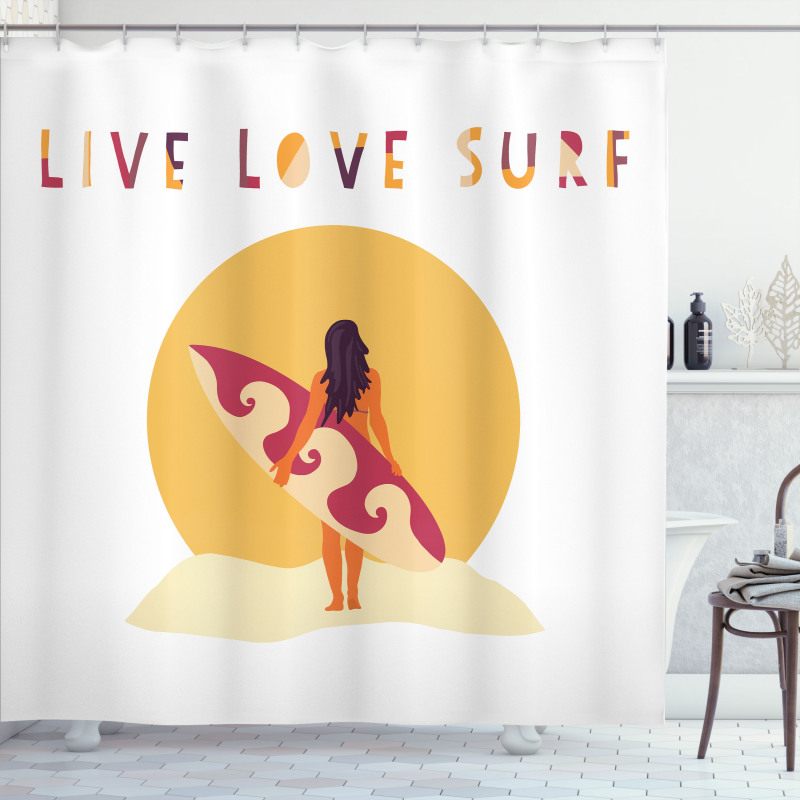 Live Love Surf Girl Shower Curtain