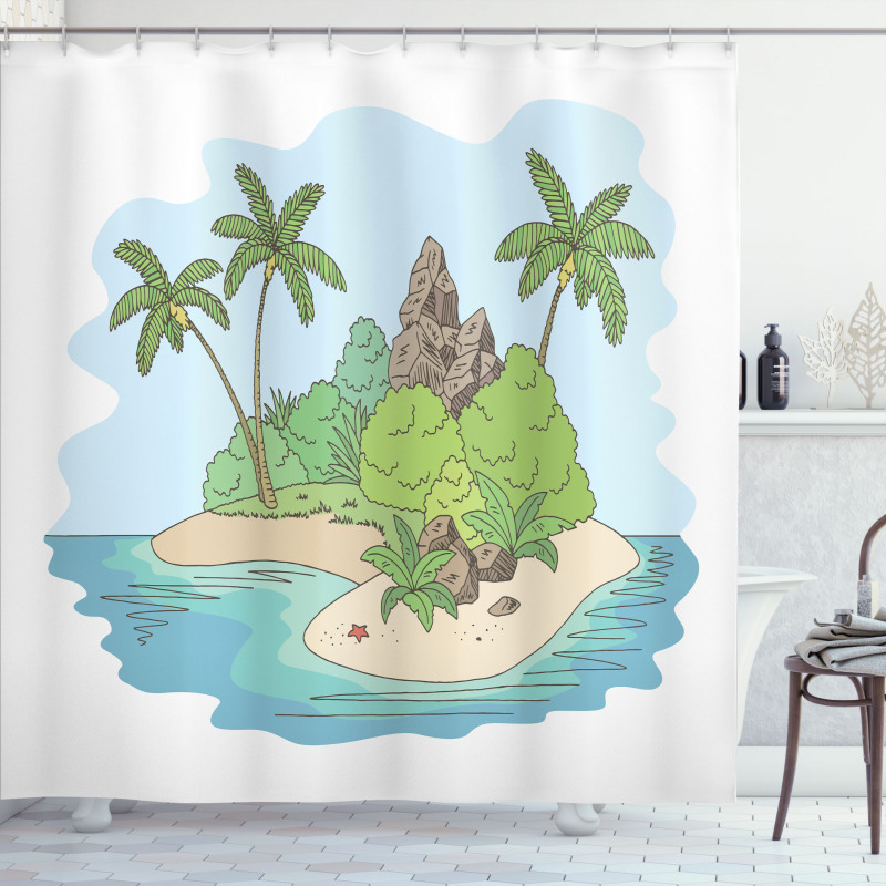 Island Doodle Botany Shower Curtain