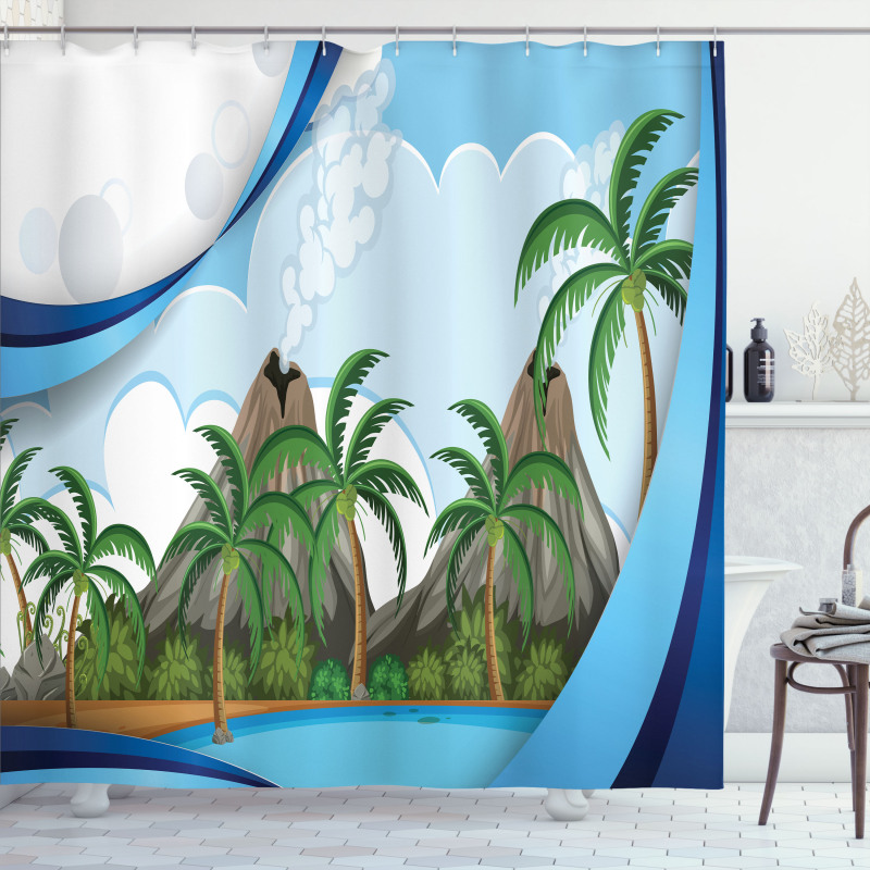 Exotic Volcano Island Shower Curtain