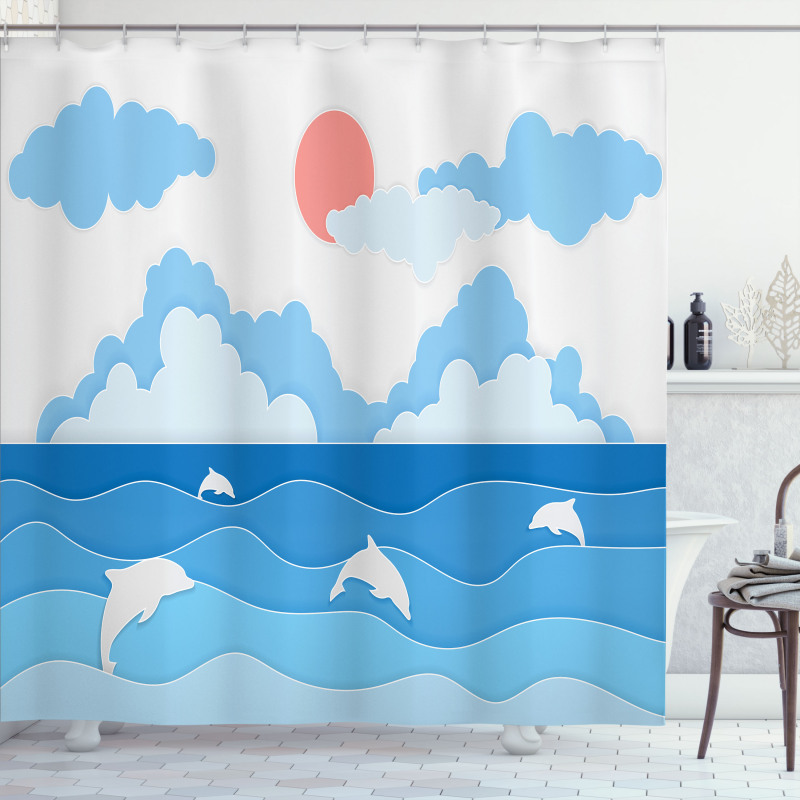 Seascape Art Dolphins Shower Curtain