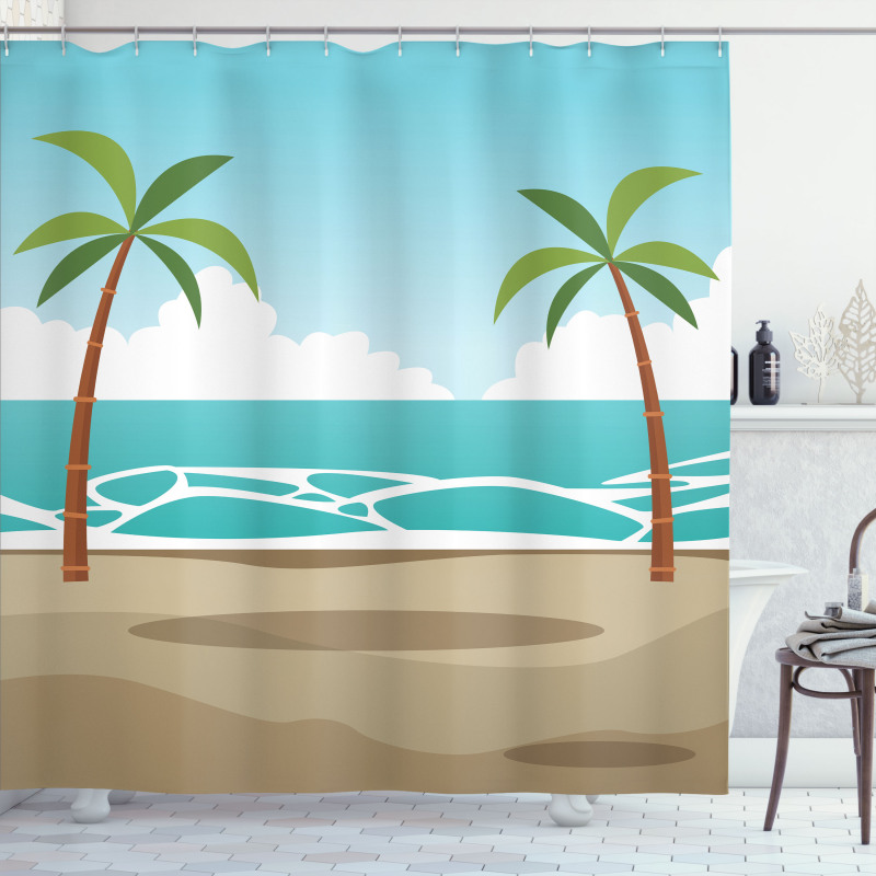 Ocean and Palm Trees Shower Curtain