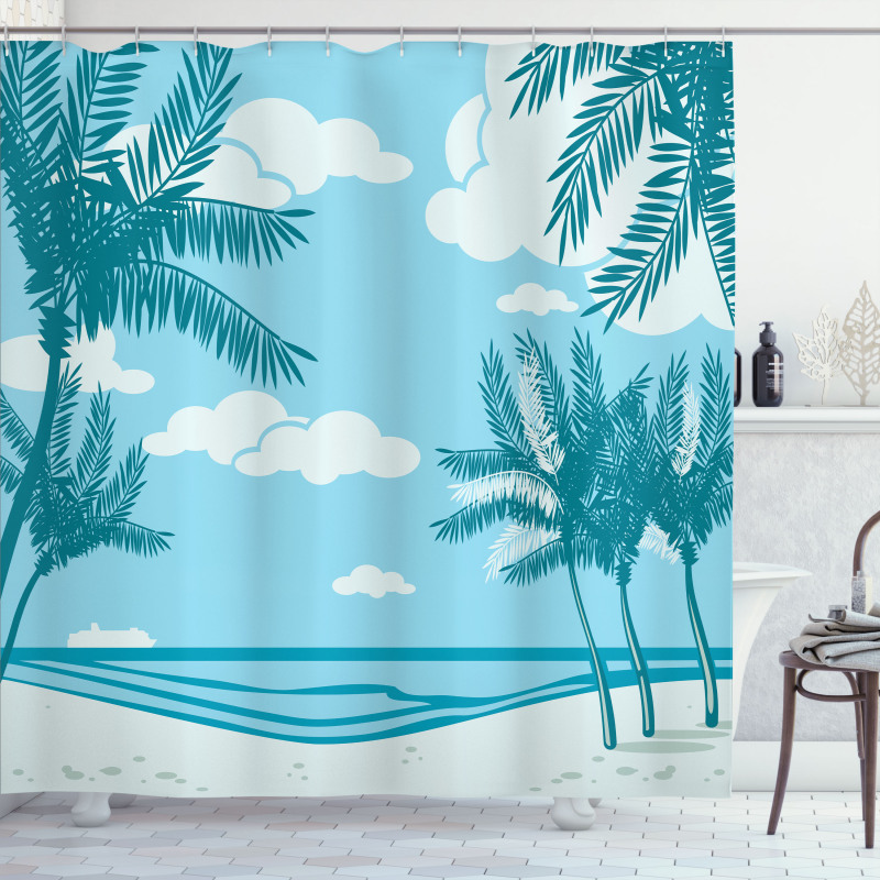 Sand and Palm Trees Shower Curtain