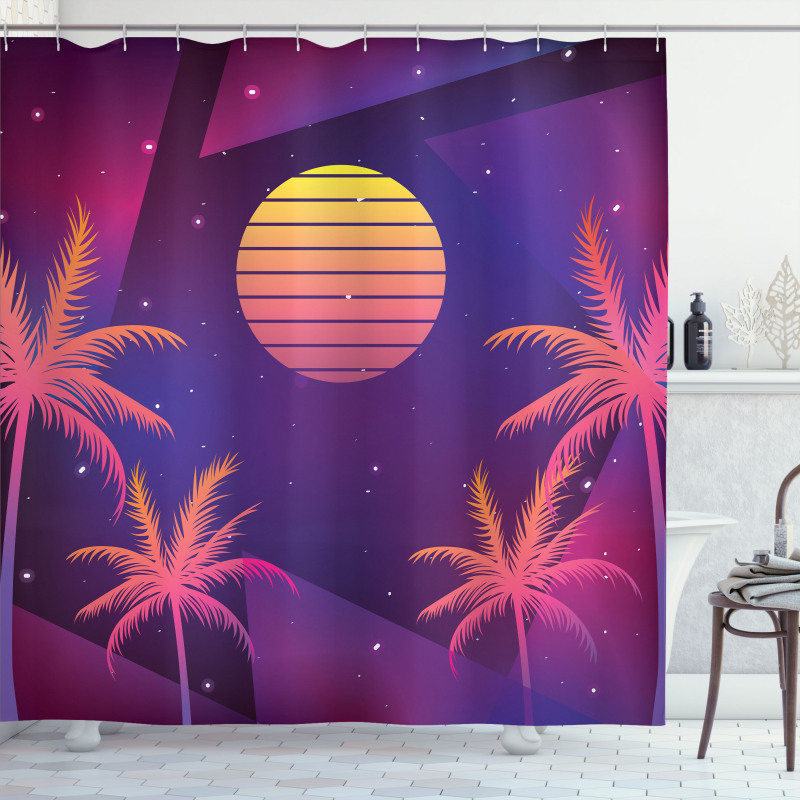 Palms Sun and Stars Shower Curtain