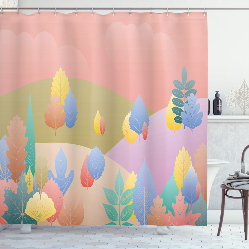 Pastel Fall Leaves Shower Curtain