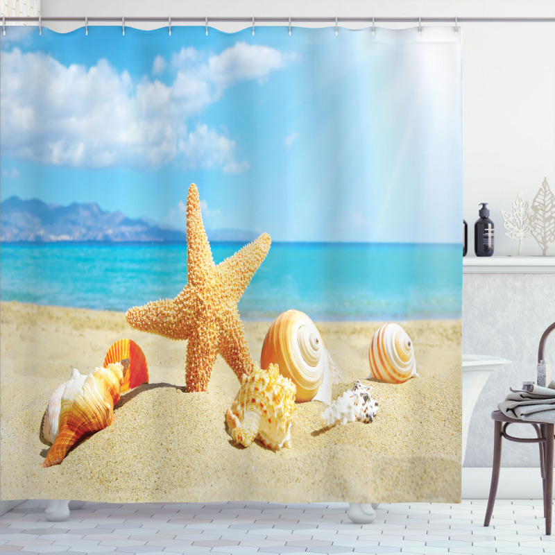 Beach Sand with Starfish Shower Curtain