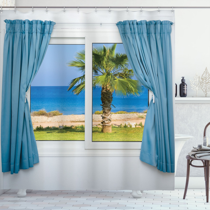 Shore Palm Tree Island Shower Curtain