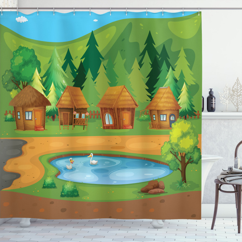 Huts Pond in Woods Shower Curtain