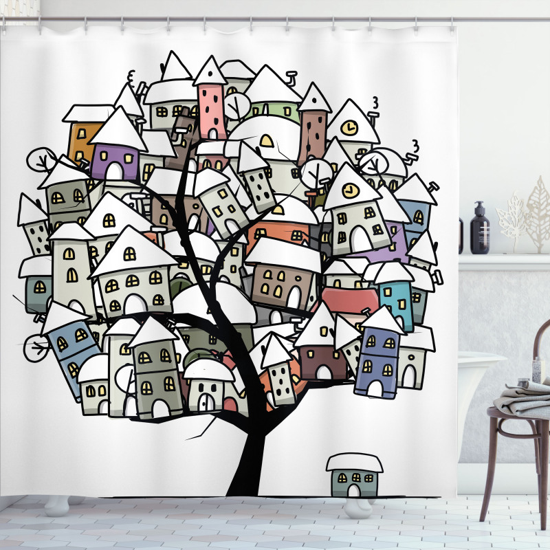 Homes on Branches Shower Curtain