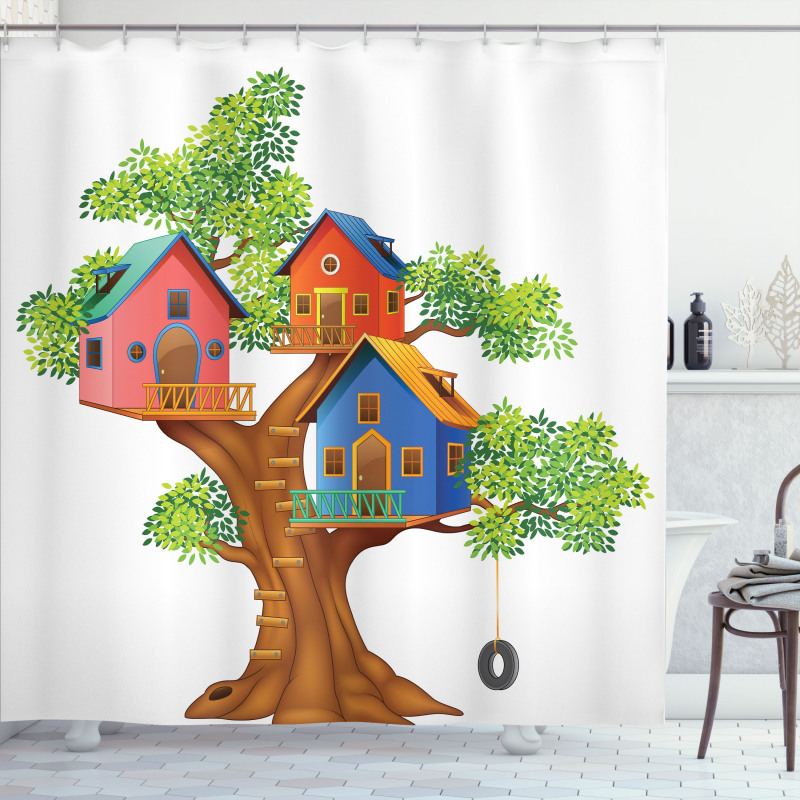 Cartoon Cottages Shower Curtain