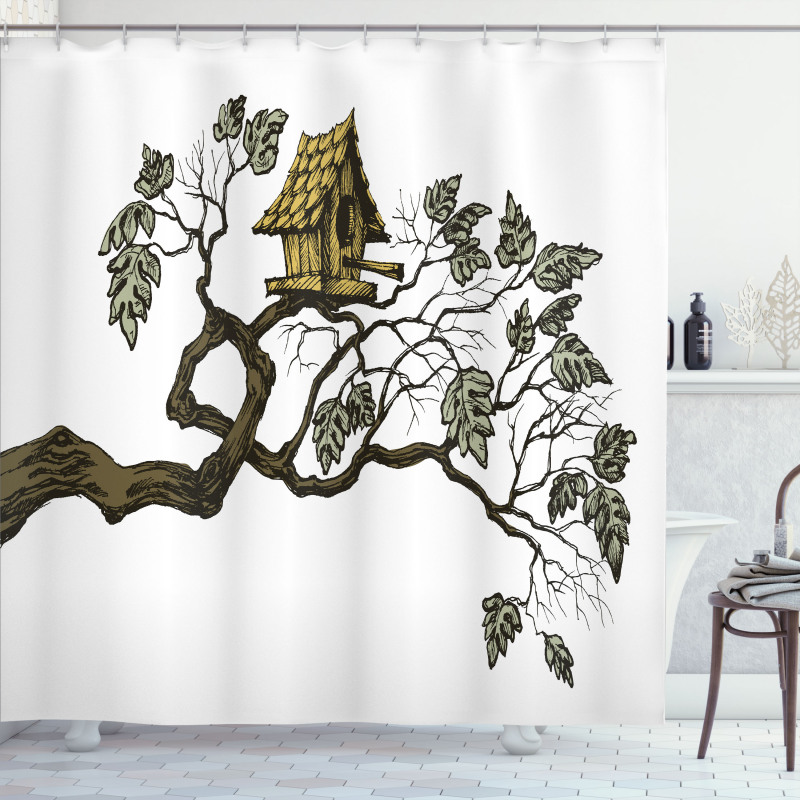 Bird Home and Branch Shower Curtain